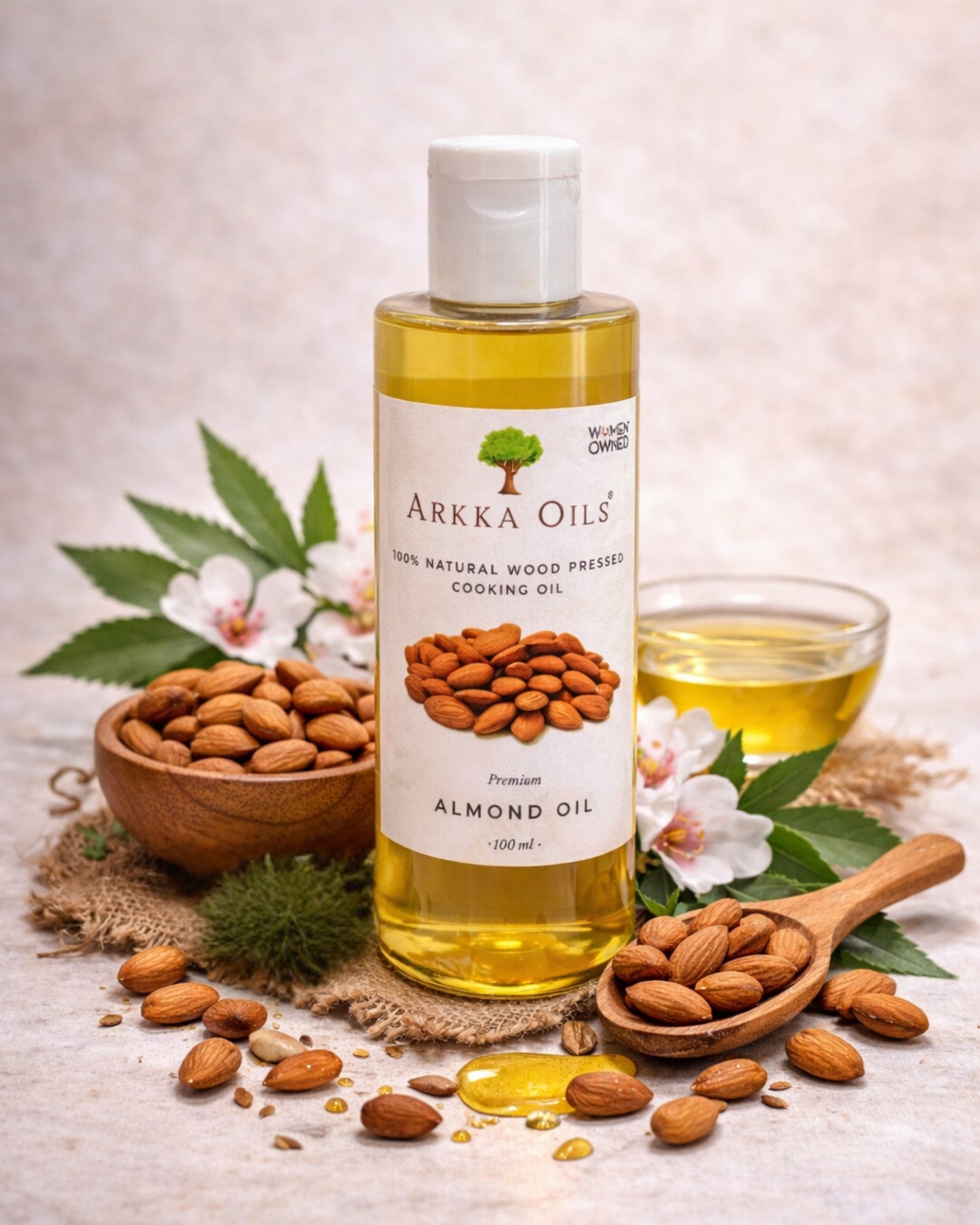 Almond Oil 100ml | For Skin Glow, Hair & Baby Care | Arkka Cold Pressed Oil