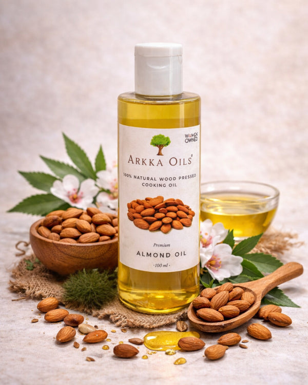 Almond Oil 100ml | For Skin Glow, Hair & Baby Care | Arkka Cold Pressed Oil