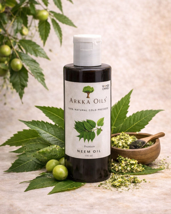 Neem Oil 100ml | For Acne, Skin & Scalp Care | Arkka Cold Pressed Oil